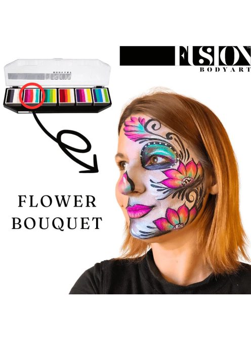 Fusion Arcfestő Paletta Sugar Skull designnal, 6 split cake arcfestékkel
