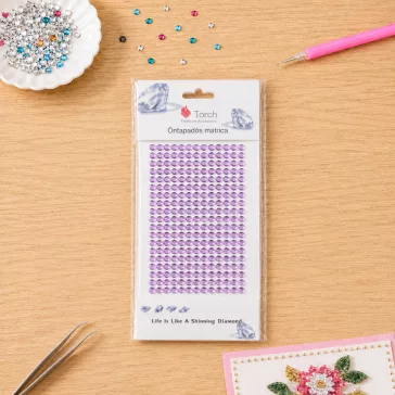Öntapadós strasszkő 6 mm pink és lila színben 260 db/cs