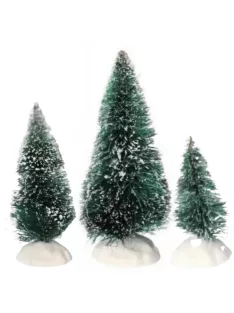 3 darabos zöld mini műfenyő készlet 6 cm, 9 cm és 12 cm magasságban
