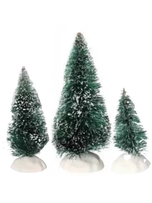 3 darabos zöld mini műfenyő készlet 6 cm, 9 cm és 12 cm magasságban