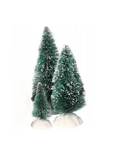 3 darabos zöld mini műfenyő készlet 6 cm, 9 cm és 12 cm magasságban