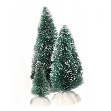 3 darabos zöld mini műfenyő készlet 6 cm, 9 cm és 12 cm magasságban