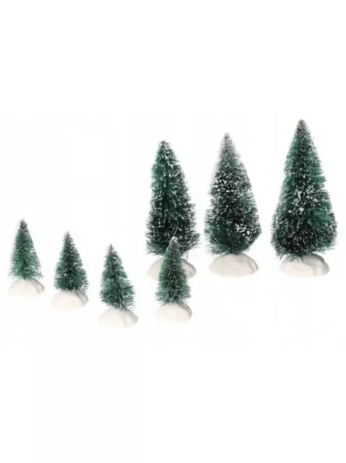 3 darabos zöld mini műfenyő készlet 6 cm, 9 cm és 12 cm magasságban