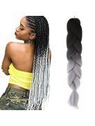 Szintetikus haj színes afro-ombre fonathoz - Fekete/szürke