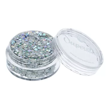Ezüst csillagfény hatású Superstar chunky glitter krém 10 ml-es tégelyben