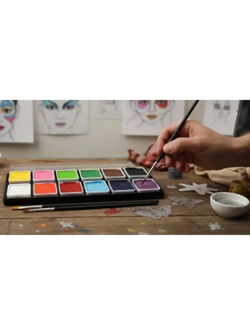 Diamond FX Essential arcfesték paletta 12 alapszínnel és ecsetekkel
