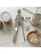 17 cm hosszú rozsdamentes tekerős konzervnyitó, fém kivitelben