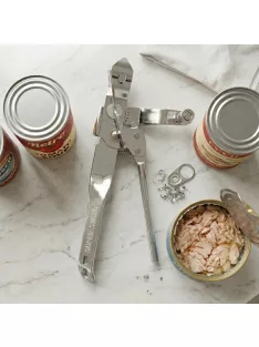 17 cm hosszú rozsdamentes tekerős konzervnyitó, fém kivitelben