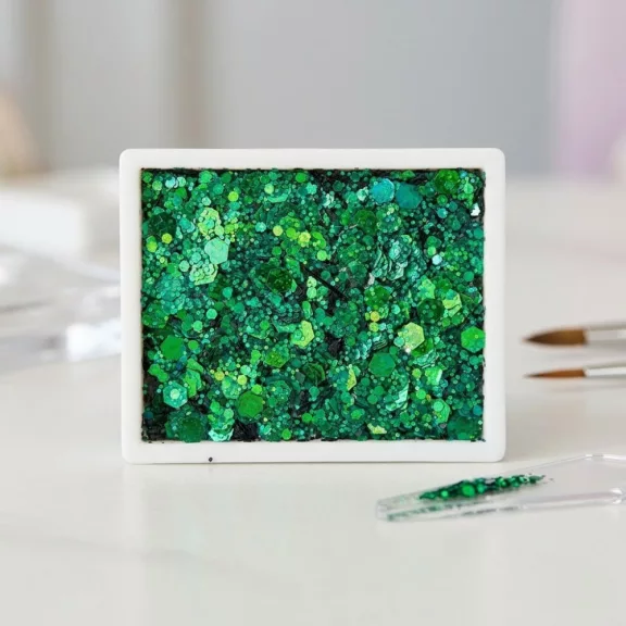 KiviArt Shiny Leaves zöld irizáló csillámkrém arcra testre hajra