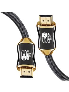 HDMI 2.1 kábel, Ultra High Speed, 8K 60Hz, 4K 120Hz, HDR, eARC, VRR támogatás, aranyozott csatlakozók, 2 méter, prémium minőség