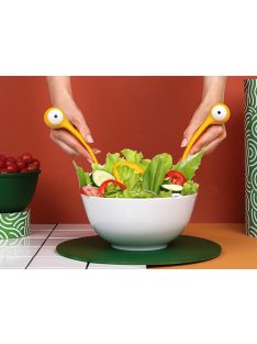 2 db-os sárga rák formájú tésztakanál szett - merőkanál és spagetti szedőkanál műanyagból, tapadásmentes edényekhez.