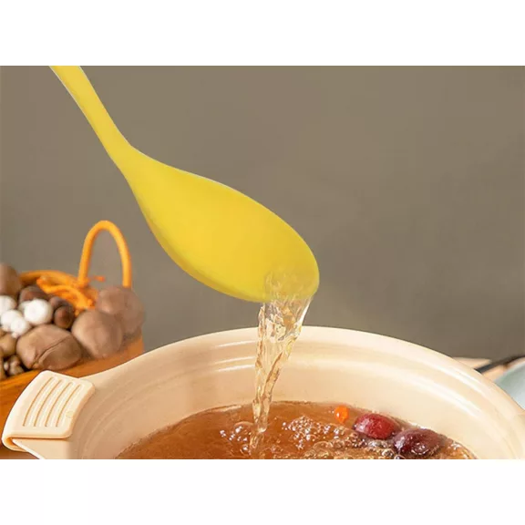 2 db-os sárga rák formájú tésztakanál szett - merőkanál és spagetti szedőkanál műanyagból, tapadásmentes edényekhez.