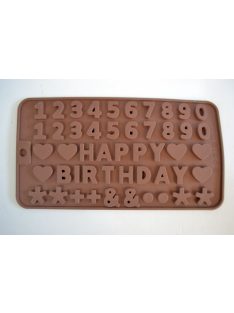Szilikon öntőforma - Happy Birthday és számok