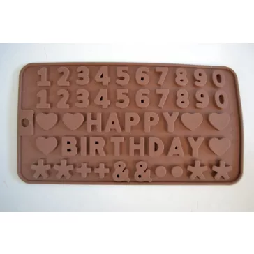 Szilikon öntőforma - Happy Birthday és számok