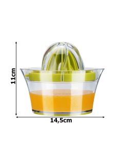 Kézi citrusfacsaró, 400 ml-es tartállyal, műanyag reszelővel, friss narancs- és citromlé készítéséhez.