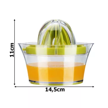 Kézi citrusfacsaró, 400 ml-es tartállyal, műanyag reszelővel, friss narancs- és citromlé készítéséhez.