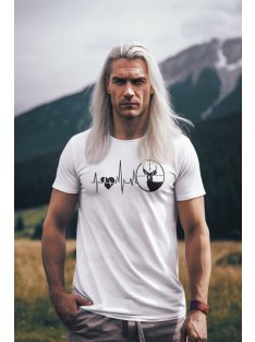 Póló Vadászat EKG minta, vicces vadász póló, vadász ajándék, pamut póló vadászathoz