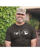 Póló Vadászat EKG minta, vicces vadász póló, vadász ajándék, pamut póló vadászathoz