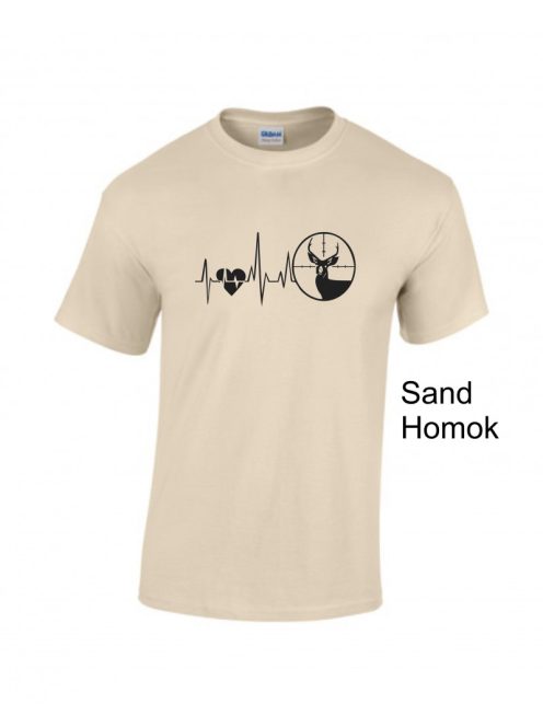 Póló Vadászat EKG minta, vicces vadász póló, vadász ajándék, pamut póló vadászathoz