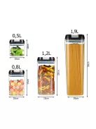 légmentesen záródó konyhai ételtároló doboz szett 5 darab