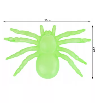 Fluoreszkáló nagy Pókok 11 cm 2db/cs Halloween dekorációnak