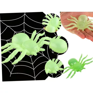 Fluoreszkáló nagy Pókok 11 cm 2db/cs Halloween dekorációnak