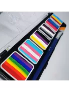 Diamond FX PRIDE csíkos arcfesték paletta 6x6g, professzionális "one stroke" festék élénk szivárvány árnyalatokkal, bőrbarát, Pride rendezvényekre