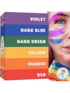 Színes Holi por tasakok (piros, narancs, sárga, zöld, kék, lila) egy készletben, szórásra készen