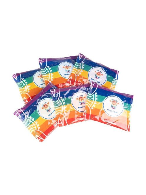 Színes Holi por tasakok (piros, narancs, sárga, zöld, kék, lila) egy készletben, szórásra készen