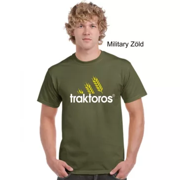2XL póló traktoros katona zöld