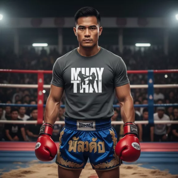 Muay Thai 7 uniszex pamut póló Thai Box grafikával
