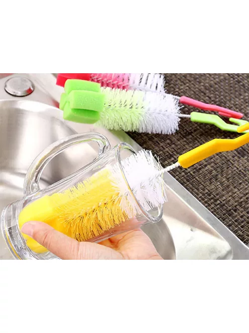 üvegmosó kefe szivacs fejjel palack és cumisüveg tisztításhoz