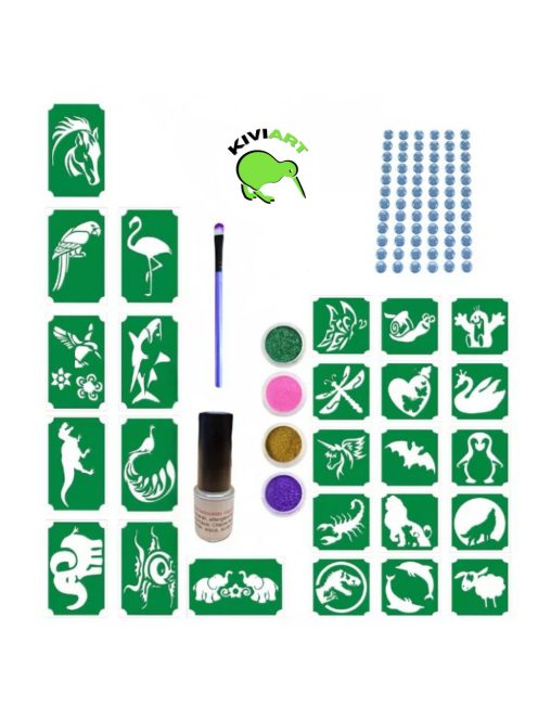 KiviArt állatos csillámtetoválás készlet organza tasakban