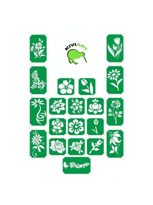 Virágos csillámtetoválás sablon készlet 20 db