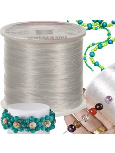 Kruzzel 40 méteres átlátszó elasztikus gumiszál tekercsben, karkötők és ékszerek készítéséhez, 0.8mm vastagság