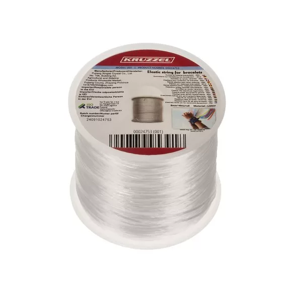 Kruzzel 40 méteres átlátszó elasztikus gumiszál tekercsben, karkötők és ékszerek készítéséhez, 0.8mm vastagság