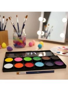 Diamond FX 12 alapszínű arcfesték paletta, professzionális vízbázisú festék, élénk színek, kiváló vonalazáshoz, bőrbarát