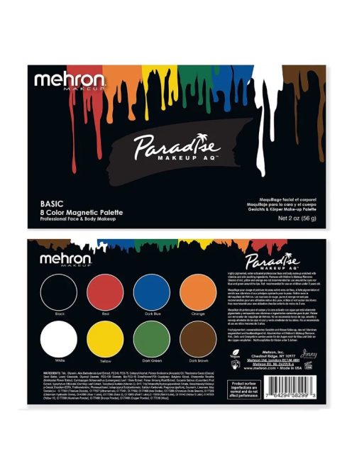 Mehron Paradise 8 színű arcfesték készlet - Alap színek