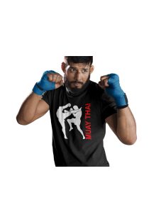 Kereknyakú póló muay thai, thai box mintával.