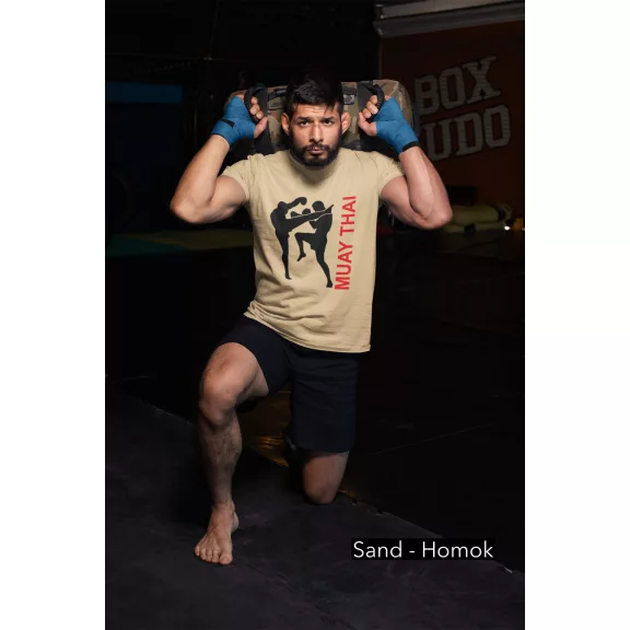 Kereknyakú póló muay thai, thai box mintával.