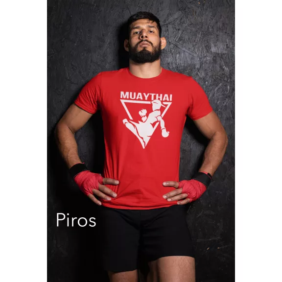 Muay Thai 2 kereknyakú pamut póló thai box mintával uniszex