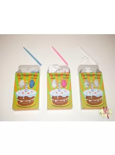 Tortagyertya - kék,  rózsaszín, fehér, 15 db + tartó
