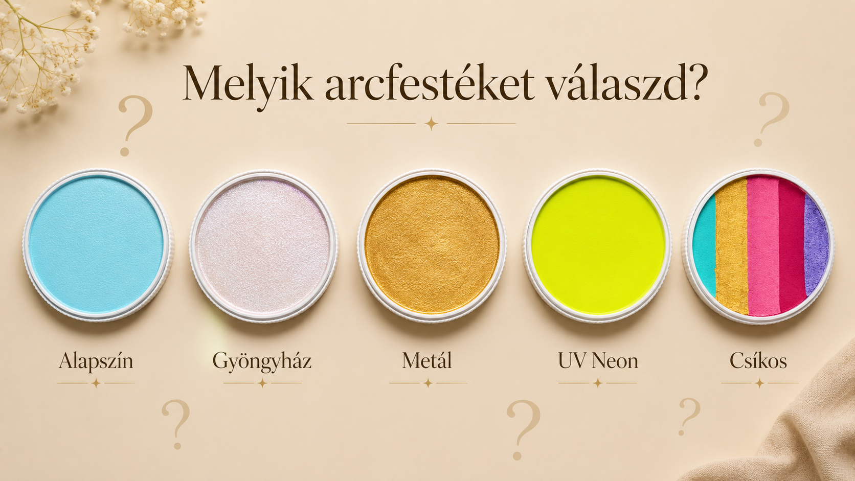 Arcfesték elnevezések márkánként: mit jelent a pasztell, gyöngyház, metál, UV-neon és csíkos?