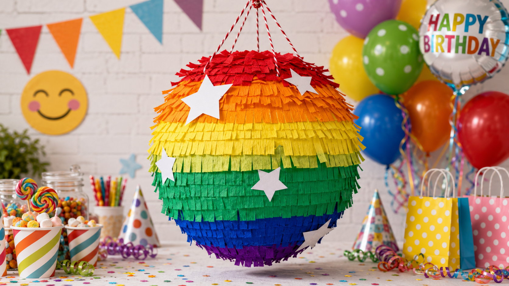 Szivárvány piñata csillagokkal