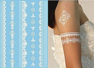 Henna és csipke tetoválás test matrica- Fehér ideiglenes tetoválás